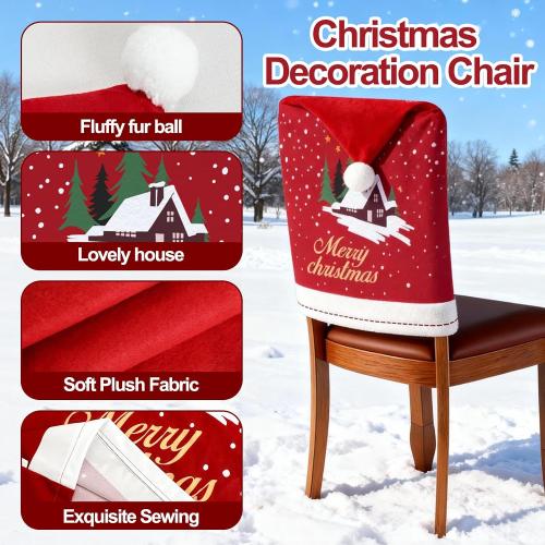 homyfort Christmas Chair Covers Set of  Removable Washable Chair Back Covers for Dining Chairs, Holiday Party Decor for Families & Hosts