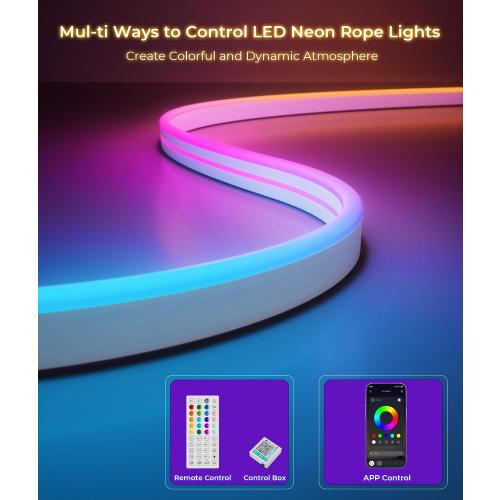 DeckTok Led Neon Rope Lights - 16.4FT Flexible Led Rope Lights RGB IP65