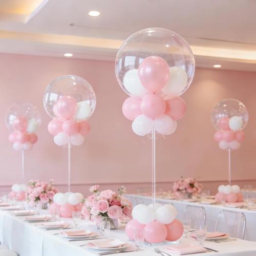 12 Pack Clear Acrylic Balloon Stand Kit, 15.75 Inch Reusable Balloon Sticks Holder With Base Perfect for Tabletop Centerpiece Party Event Decorations (15.75 12 Pack)