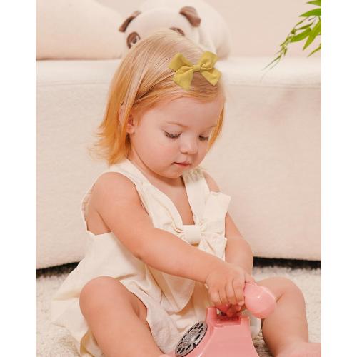 jollybows 20pcs Baby Girls Nylon Hair Bows Headbands Linen Hair Bands