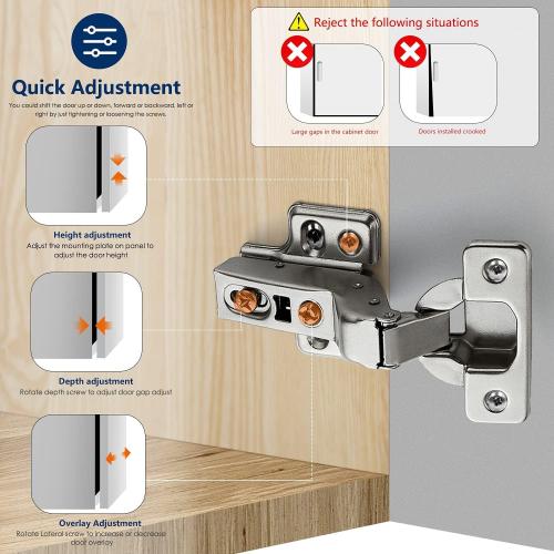Ravinte European Kitchen Cabinet Hinges, Soft Close, Insert, 4 Pack