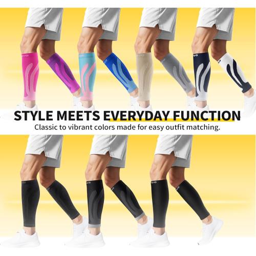 CAMBIVO Calf Compression Sleeve 3 Pairs Footless Compression Socks Running