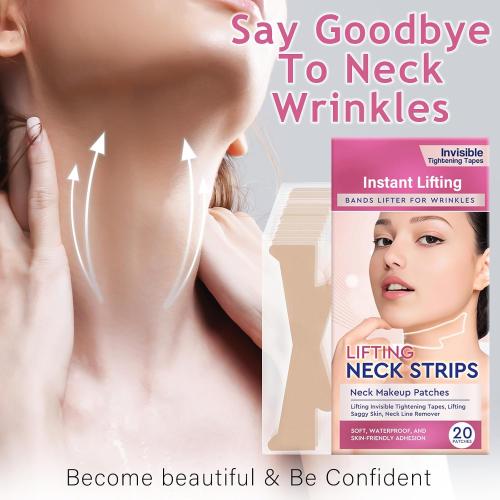 Neck Lift Strips, Invisible Neck Wrinkle Patches, High Elastic Neck Tapes for Double Chin Neck Jowls, Improve Neck Lines and Wrinkles, 20 pcs