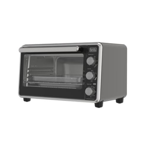 Black   Decker Crisp 'N Bake PRO 6-Slice Air Fryer Toaster Oven with Basket, Pan, Rack & Tray, Stainless Steel