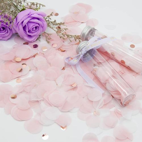 Round Tissue Confetti Glitter,Rose Gold Pink White Paper Tissue Confetti Dots for Wedding Birthday Party Decorations,1.76oz