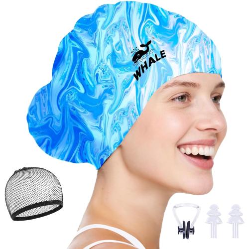 WHALE Extra Large Swim Cap Designed for Men and Women with Thick, Long Hair, Hair Extensions Or Afro-Textured Hair Long-Hair Swim Cap Highly Waterproof to Keep Hair Dry