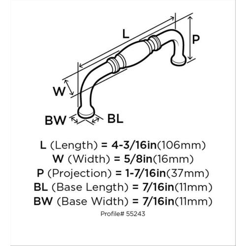 Amerock Granby 3-3/4-in (96mm) Center to Center Oil Rubbed Bronze Arch Handle Drawer Pull