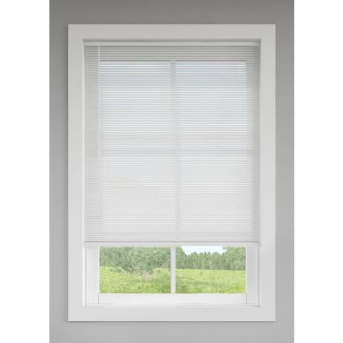 LEVOLOR Trim Go 1-in Slat Width 29-in x 64-in Cordless White Vinyl Room Darkening Mini-blinds