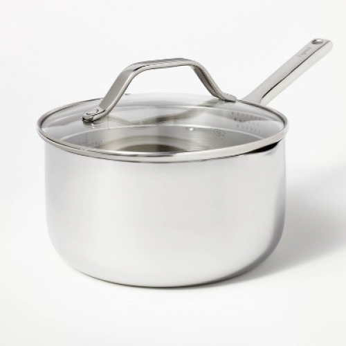3qt Stainless Steel Sauce Pan with Lid Silver - Figmint™ Missing Lid