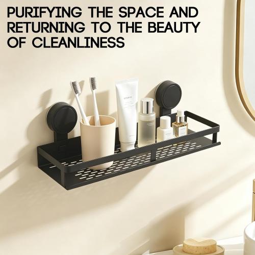 Suction Cup Shelf for Mirror,No Drill Carbon Steel Rack