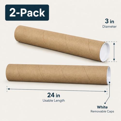 Kraft Mailing Tubes with End Caps for Posters & Documents