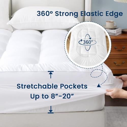 Queen Mattress Topper Extra Thick, Cooling Plush Mattress Pad