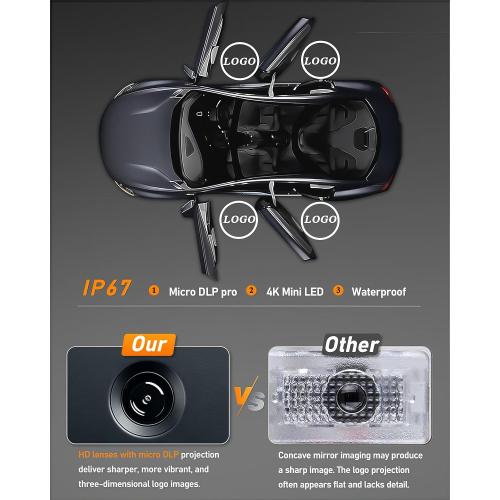 Tesla Model Y/3/X/S/YL Accessories Car Door Lights Logo Projector, 4 Pcs