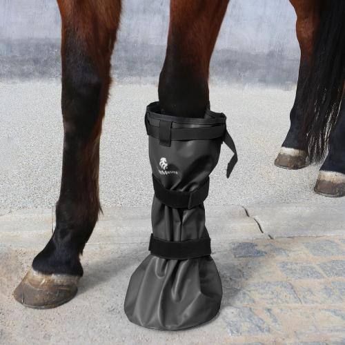 Hoof Soaking Boot for Horse, Waterproof PVC Hoof Soaker Bag with EVA Foam Pad, Secure 3-Strap Equine Icing & Soaking Boot for Hooves Care, Fits Most Hooves