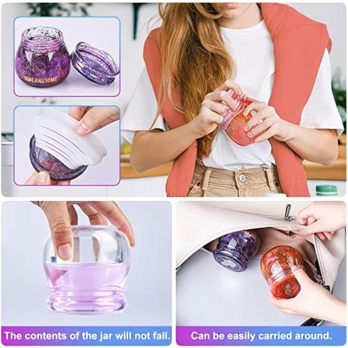 1 Set Jar Resin Silicone Molds with Lid, Epoxy Casting Molds for Storage Bottle, Candle Holder, Candy Container, Flower Pot DIY Craft