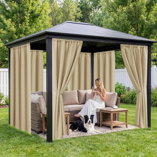 Outdoor Curtains for Patio Waterproof, 8 Panels, Rod Pocket