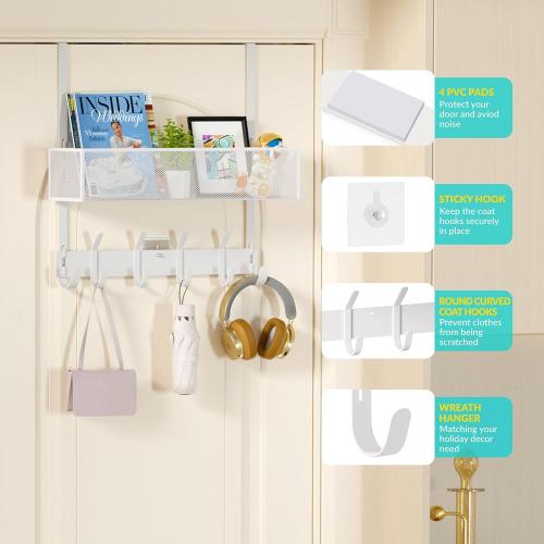 LUCYCAZ Over The Door Hooks Organizer, Door Hanger Storage with Coat Hooks