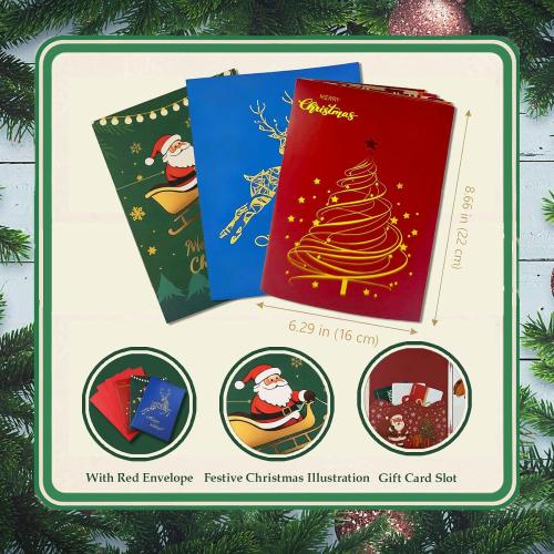 3Pc Christmas Gift Card Book for Adults,Card Gift Book with Envelopes Gifts