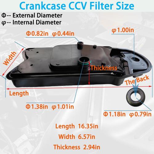 Crankcase Ventilation Filter Fits for 2008-2024 Ram 2500 3500 4500 5500, Crankcase Breather Filter for 6.7 Cummins ISB Engine, CCV Filters Replace CV52001 68002433AB 4936636 904-418