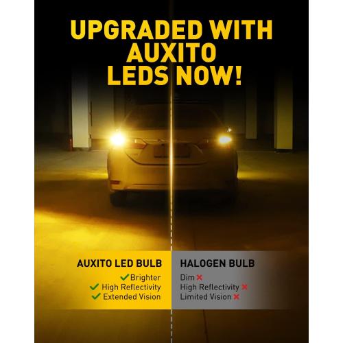 AUXITO 3157 LED Bulb Amber Yellow, Turn Signal Light 3157A 3156 3056 3057 4157 3047 4057 3457 4114 Super Bright for Rear Front Blinker Turn Signal Marker Parking Light, Pack of 2