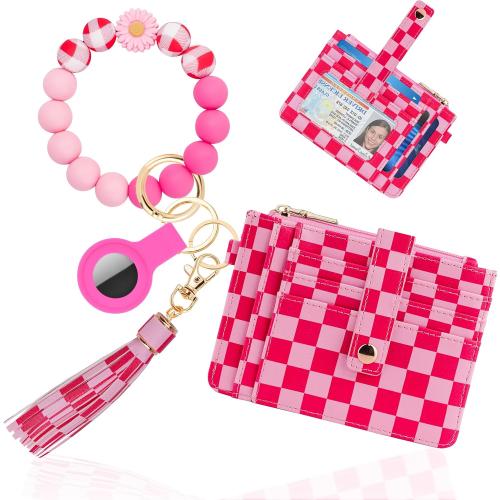 Wristlet Wallet for Women, Keychain Wallet with AirTag Holder