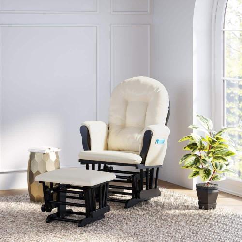 Hoop Black with Beige Cushion Glider and Ottoman Set