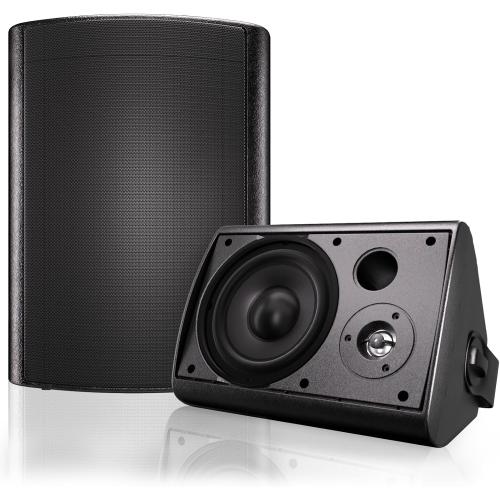 Herdio 6.5 Inches Outdoor Bluetooth Speakers Waterproof with Powerful Bass,Wall Mount Speakers Wired Weather Resistant for Patio Home Deck Porch Backyard 400 Watts(Black)