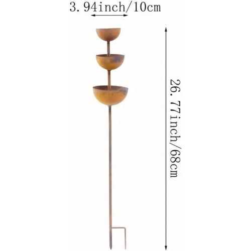 Vintage Metal Bird Bath, Iron Bee Watering Station, Three-Layer Structure Hummingbird Feeders for Outdoors, Yard Decor for Garden Patio Lawn, Lawn Decor with Stable L-Shaped Plug, 26.77×3.94 in