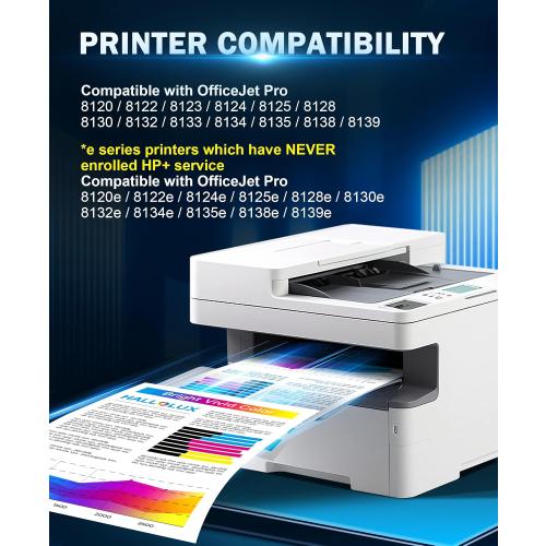 923e 923XL 8130e Ink Cartridges with Chip Replacement for HP 923XL Ink Cartridges Combo Pack for OfficeJet Pro 8130e 8135e 8139e 8138e 8122e 8120 8124e 8125e 8130 8132e 8134e (4 Pack, 6C3Y6LN)