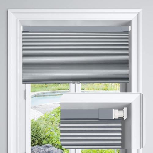 LazBlinds Cordless Cellular Shades, No Tools No Drill Light Filtering Honeycomb Shades Pleated Blinds for Windows, 34'' W x 48'' H, Dark Grey