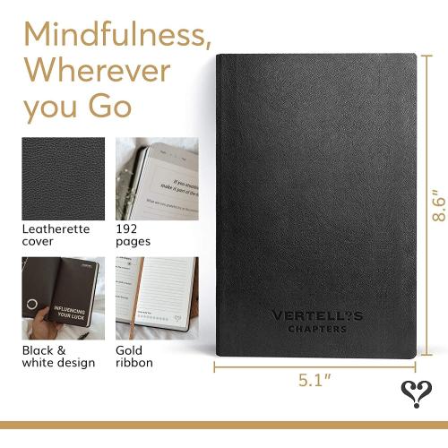 Vertellis Chapters : Undated Journal for Gratitude, Reflection & Self Care | Gratitude Journal, Self-Care Journal & Daily Journal with Quotes and Prompts. 100  pages. Vegan Leather Hardcover