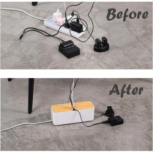 Changsuo Cable Management Box Set Cable Organizer Boxes for Extension Cord Power Stripe Surge Protector Wire Management Organizer Cover Hider for Desk Home Office Kitchen (Small & Large White)