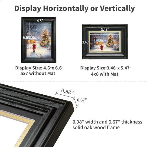 COLOR BROWN ❗❗5x7 USA Natural Oak Wood Picture Frame Matted to 4x6, 1 Pack | Thickened and Widened, Mortise & Tenon,Real HD Tempered Glass, Tabletop or Wall Mount Display Includes Wall Kit