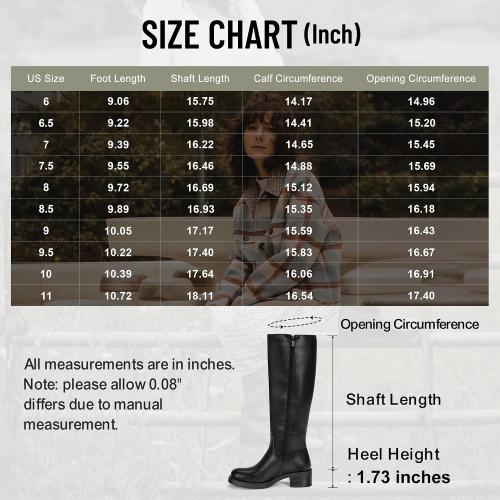 Size 8 Vepose Women's Square Toe Knee High Chunky Heel Tall Boots Side Zipper
