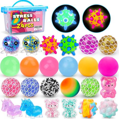 24 Pack Stress Balls, Squishy Balls, Squeeze Balls for Adults