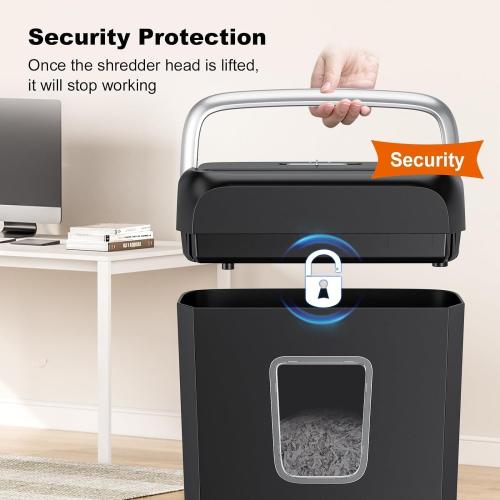 Bonsaii 6-Sheet Cross Cut Paper Shredder for Home, 3.4 Gal Bin