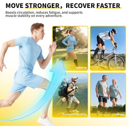 CAMBIVO Calf Compression Sleeve 3 Pairs Footless Compression Socks Running