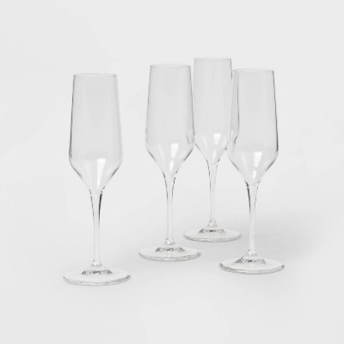 8oz 4pk Glass Atherton Champagne Glasses - Threshold™: Traditional Clear Flutes, Dishwasher-Safe, BPA & Lead-Free ‼️Only Three‼️