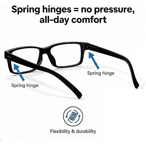 Eyekepper 0.5x Reading Glasses, Readers for Men, 5pack Black Frame Women