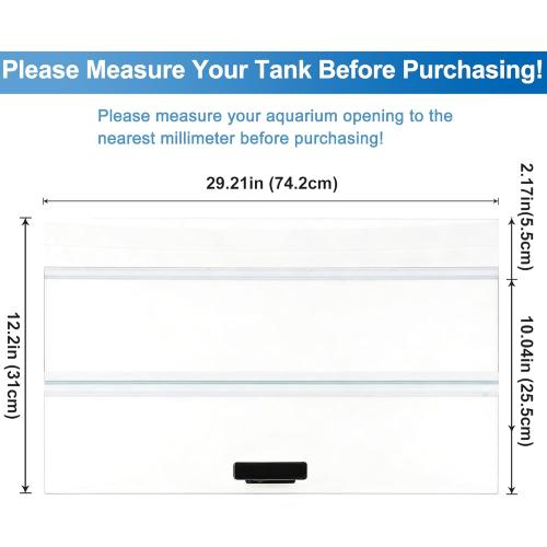 29.21 x 11.69 x 0.16in Aquarium Lid Clear Tempered Glass Canopy | Clear Tempered Aquarium Fish Tank Hoods, FITS for Most 20Long/29 Gallon Fish Tanks (Aqueon, Marine Land & Perfecto)