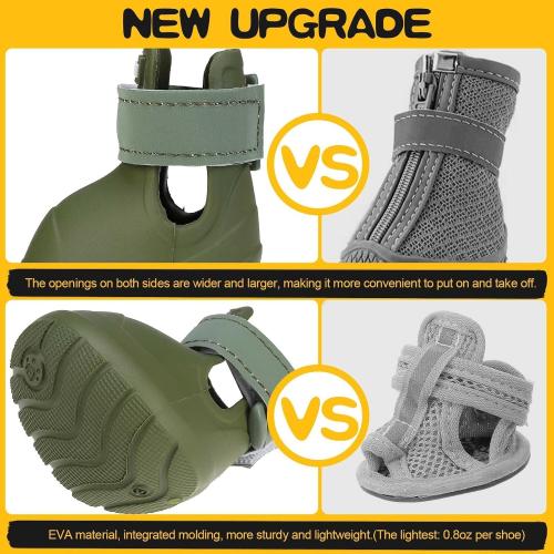 EXPAWLORER Dog Shoes for Hot Pavement Small Medium Large Dogs, Waterproof Non-Slip Dog Summer Booties with Socks, Easy On & Off Pet Boots & Paw Protectors, Easy-Clean for Beach Outdoor Rain (Green L)