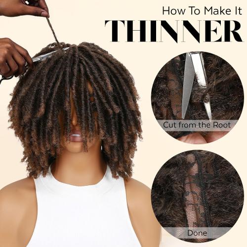 HANNE Dreadlock Wig Short Twist Braided Wigs for Black Women and Men Afro Curly Synthetic Wig Faux Locs Braided Crochet Hair Wigs (1B/30#)