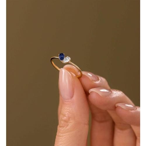 Heart Birthstone Gold Rings for Women Non Tarnish Promise Ring Size 6-10
