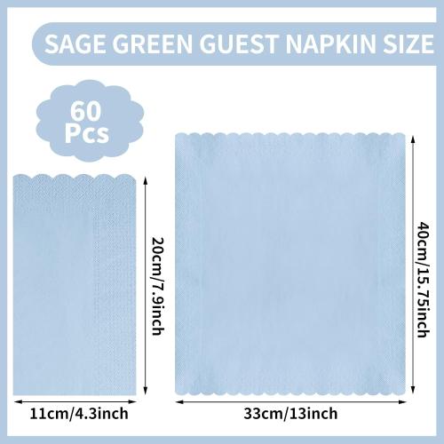 NatNarr 60 Pcs Light Blue Paper Napkins, 2 Ply Blue Disposable Napkins