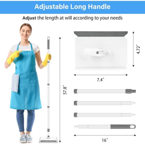 Baseboard Cleaner Tool with Handle, DELUX Baseboard Cleaner with Extendable Long Handle, 4 Reusable Cleaning Pads Wall Cleaner for Baseboards Cleaning, Ceiling, Wall, Floor, Shower Bathroom Kitchen