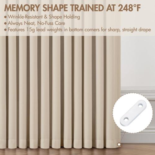 MIULEE Pinch Pleated 100% Blackout Curtains 40x84 Natural 4 Panels Set
