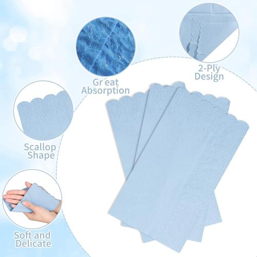 NatNarr 60 Pcs Light Blue Paper Napkins, 2 Ply Blue Disposable Napkins