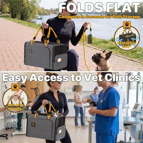 PAWZIDEA Expandable Pet Carrier for Small Cats & Dogs, TSA Airline Approved