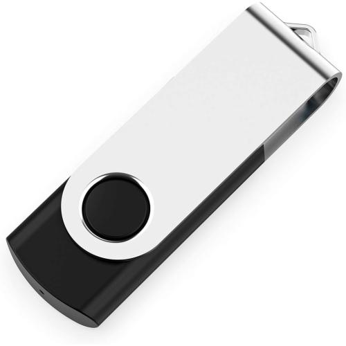 2 Pack 64GB USB Flash Drive USB 2.0 Thumb Drives Jump Drive Fold Storage Memory Stick Swivel Design - Black