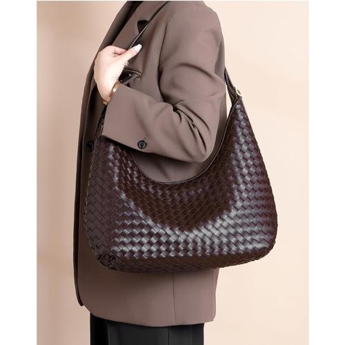 Women's Retro PU Leather Woven Handbag Underarm Bag HoboBags
